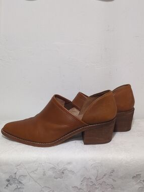 Madewell Cognac Brown Leather Cutout Ankle Booties